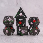 Red and Pink Rose Electroplated Matte black metal dice